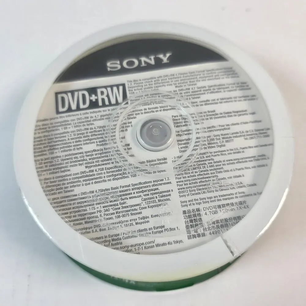 25 pk SONY Blank DVD+RW 4x Logo Branded 4.7GB Rewritable DVD Disc - 25DPW47SP